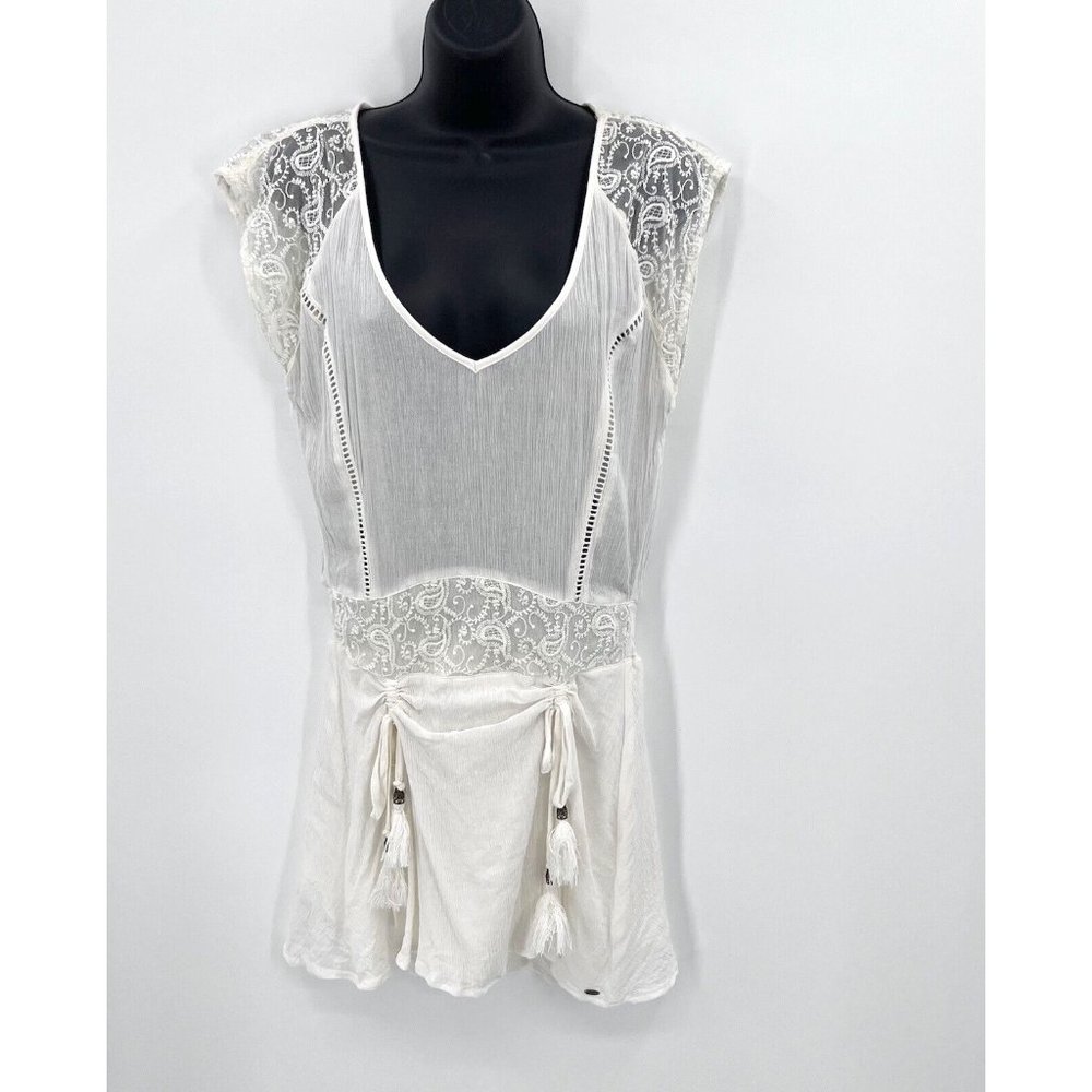 Oneill Cute White Crochet Lace Coverup Tunic Dress Size Small